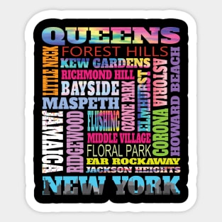 Queens New York Neighborhoods Skyline Pride Gifts Sticker